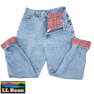 L.L. Beans Womens Size 12 Flannel Lined Blue Denim Jeans
